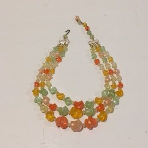 Contemporary Triple Strand Neon  Lucite Necklace